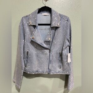 New BlueB Rhinestone Studded Moto Jacket
